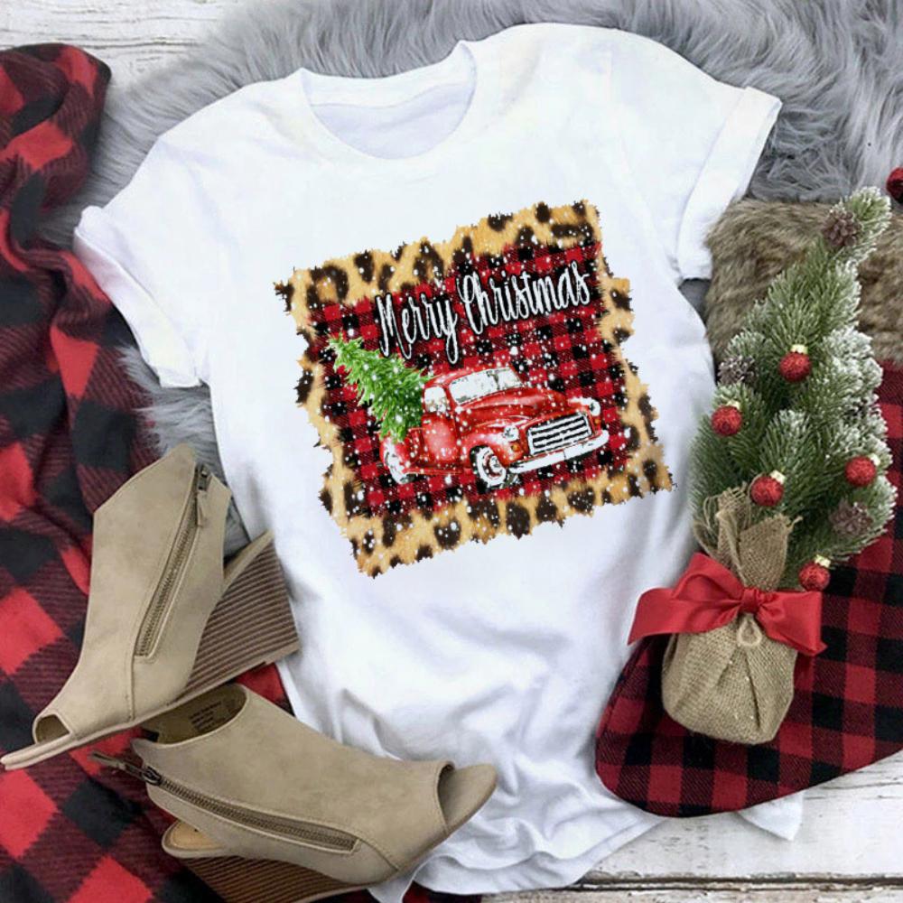 Christmas Reindeer Tshirt Loose Truck Christmas Tree Tshirt Durable Men Women Unisex Casual Tshirt Daily Travel Streetwear