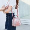 Fashion Women Checkered Cat Half Round Shoulder Messenger Bag
