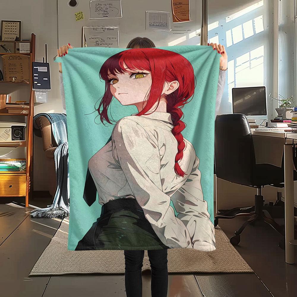 1PC Makima Patterned Flannel Blanket Suitable For All Seasons for Home Decor Warmth and Comfort Gifts Holiday Present