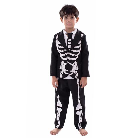 Kids Skeleton Costume Halloween Skeleton Tutu Skirt/Dinosaur Jumpsuit/Bone Onesie Outfit for Boys Girls Dress-up