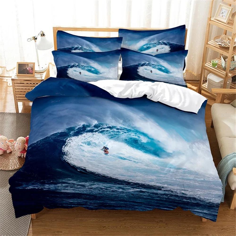 Sea Surfing Bedding Set Surf Modern Outdoor Extreme Sports Duvet Cover Queen King Ocean Surfboard 2/3PCS Polyester Quilt Cover