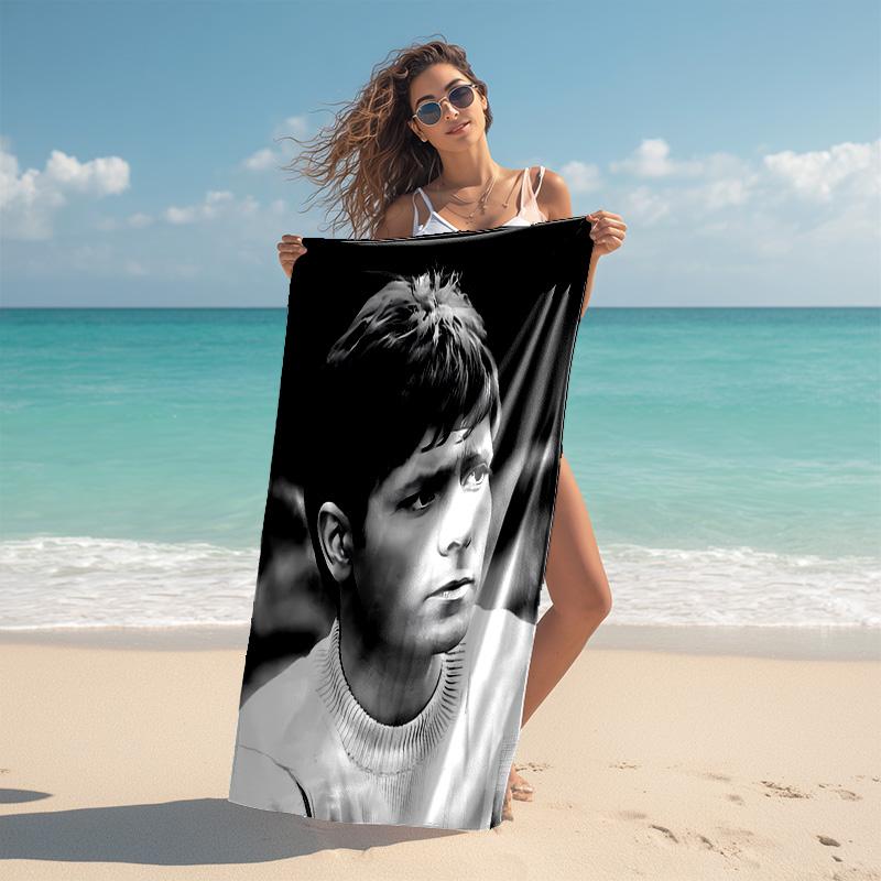 proof beach towel with singer Cliff Richard pattern - soft,absorbent,quick-drying,machine washable - perfect for swimming,camping,bathing