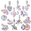 Copper Cute Colorful Unicorn Charms Beads Fit Original Bracele For Women Diy Bead For Matching Jewelry Making Gift
