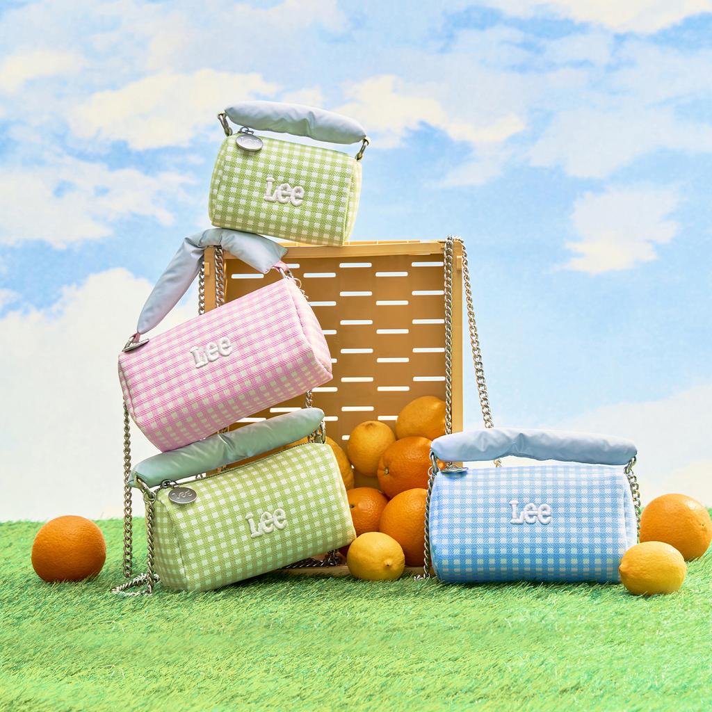 New Lee Fabric Handbag, Shoulder Bag, Crossbody Bag Large Size Women's Pink Plaid LE250038L-102