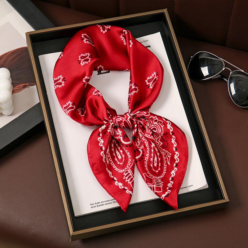Fashion Print Silk Hairbands Scarf Women Spring New Elagant Floral Bandana Neck Kerchief Head Bands Foulard Female Scarfs