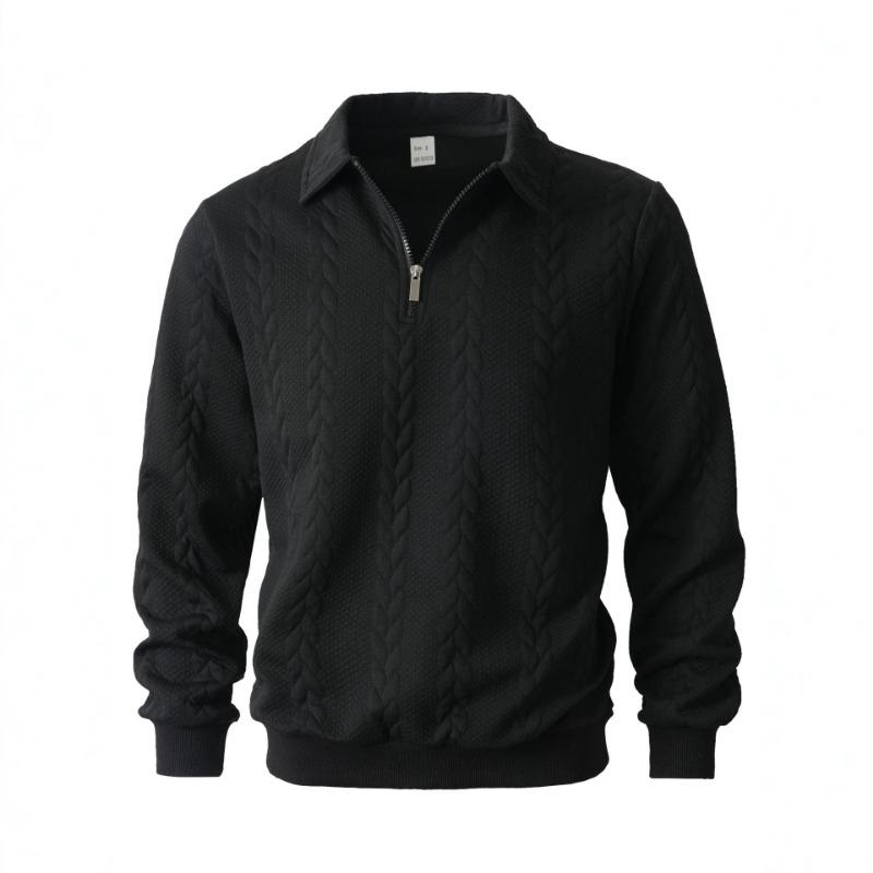 Men S Half Zip Turn Down Collar Long Sleeve Solid Color Casual Loose Pullover Sweatshirt