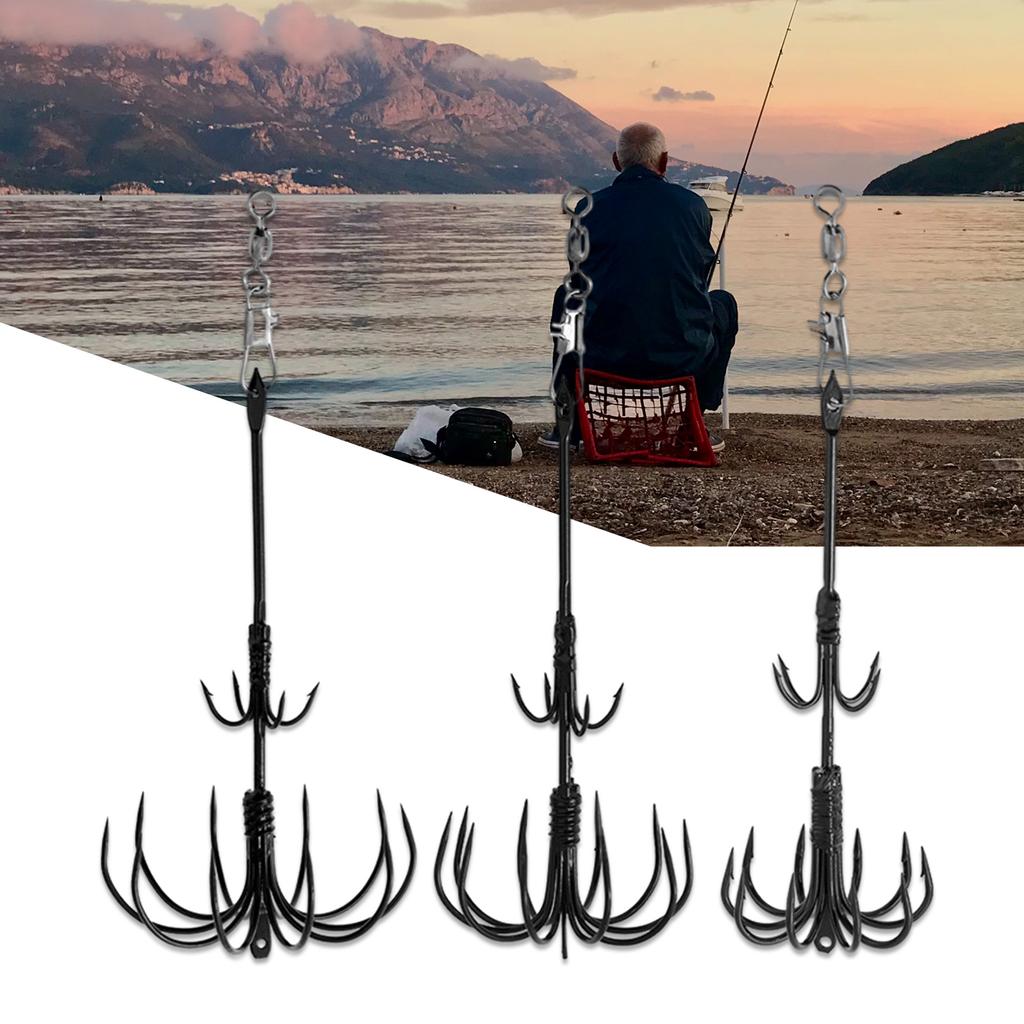 Крючок для кальмара из нержавеющей стали, Двойной крючок для джиг-приманки для ловли осьминога, Крючок для ловли кальмара, Крючок для морской рыбалки, Снасть