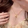 New Chinese-style Gold Brushed Lily of The Valley Water Drop Pendant Necklace Premium Earrings Retro Flower Fringed Earrings Women