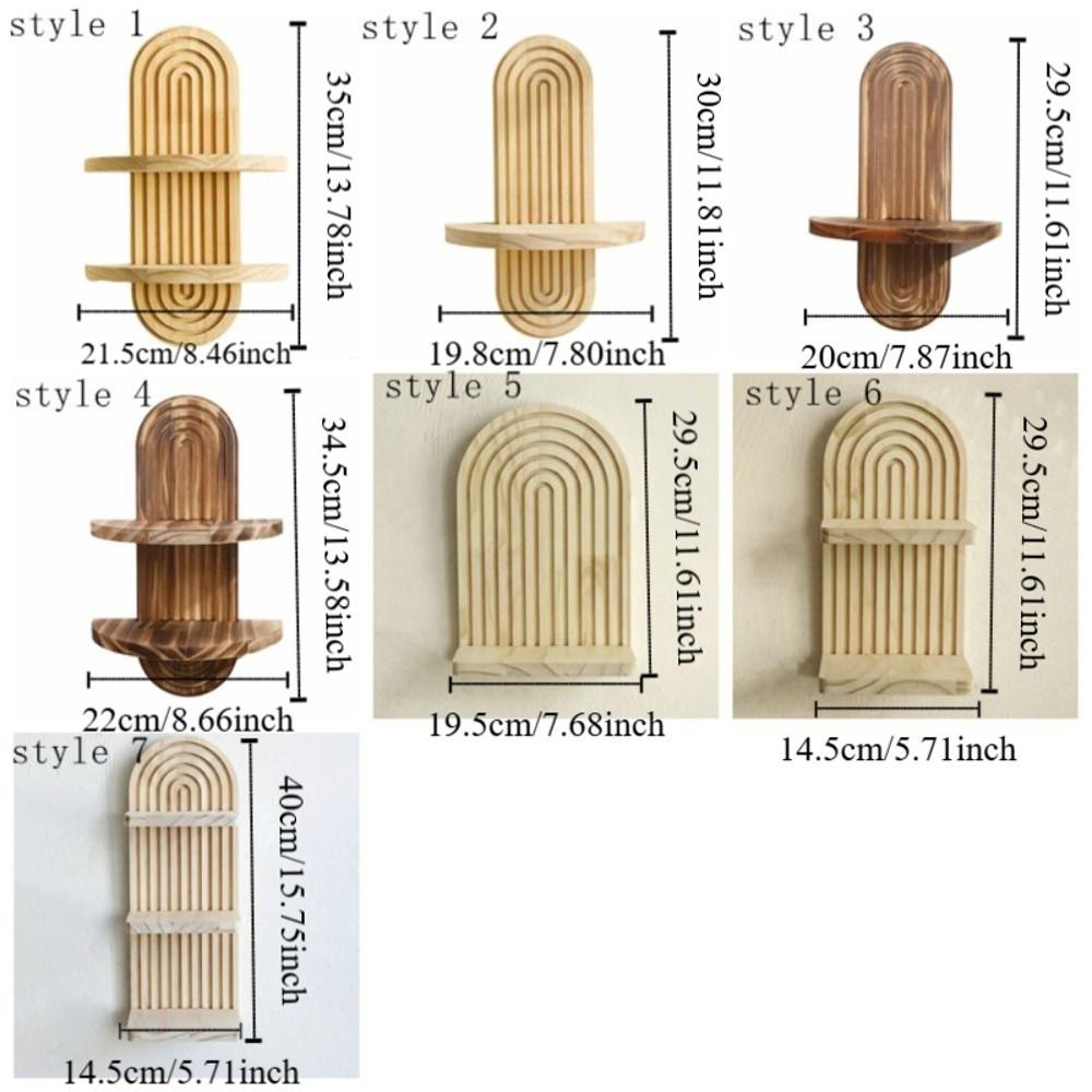 Oval Threaded Arched Floating Shelf Natural Artistic Wooden Stand Boho Style Rack  Plant Decorative