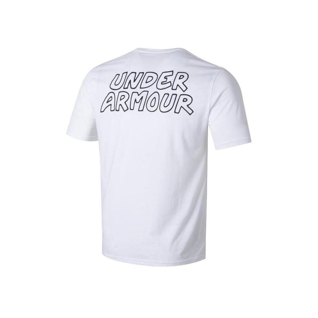 Under Armour Letter Print Training Breathable Casual Crew Neck Short Sleeve T-Shirt Men Tops White 1366420-100