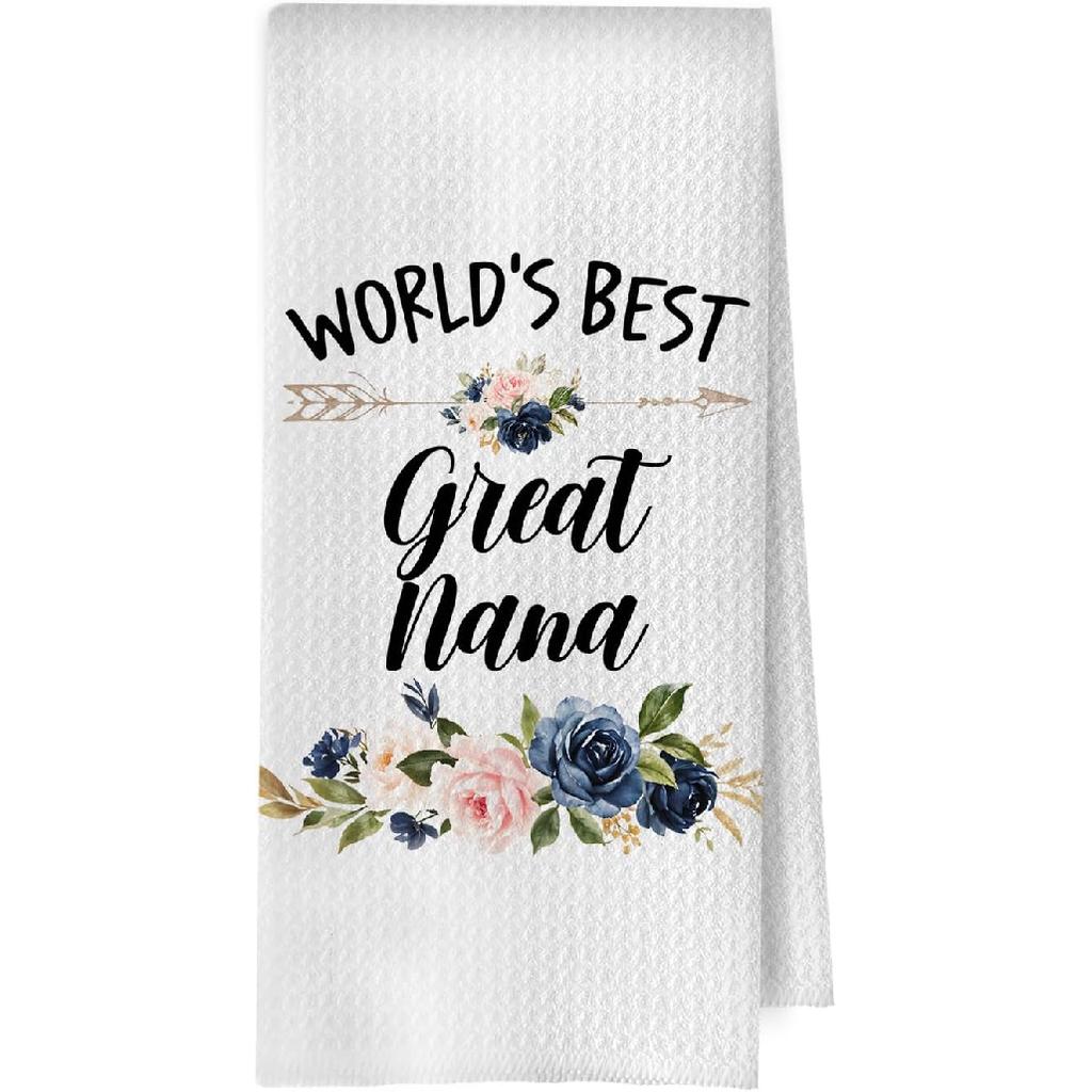 Great Grandma Dish Towels - Great Grandma Gifts Waffle Weave Kitchen Towels, Grandma Decorative Hand Tea Towel, New Grandma Gifts, 16×24 Inches