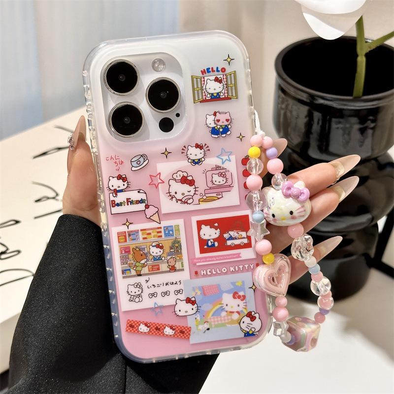 Цепочка с котиком, полноэкранная наклейка, чехол для iPhone 14/15/16 Pro Max/17