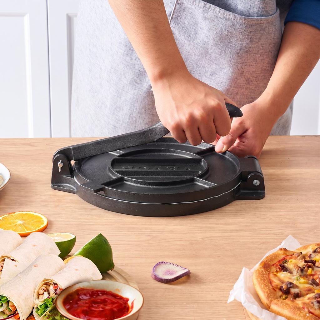VEVOR Tortilla Press 30cm Cast Iron Roti Maker and Tortilladora Heavy Duty, Ideal for Homemade Flatbreads Kitchen, Restaurant, Bakery