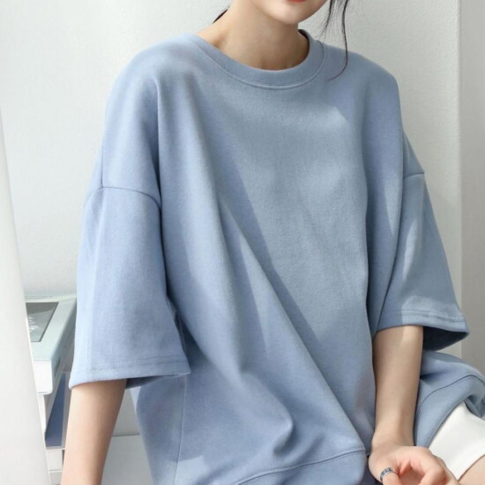Shop Women Round 5 Sleeve Drop Shoulder Boxy FiT T shirT Ami Wsh 3265 Purple