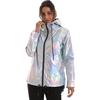 Unisex Shiny Jacket Laser Hooded Coat Iridescent Holographic Harajuku Sun Protect Top Plus Size