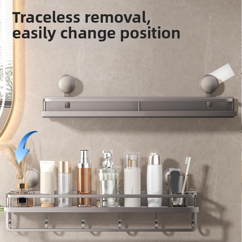 Полочка для душа с алюминиевыми присосками Усиленное крепление до 13,5 кг Органайзер для ванной комнаты с держателем для полотенец и крючками