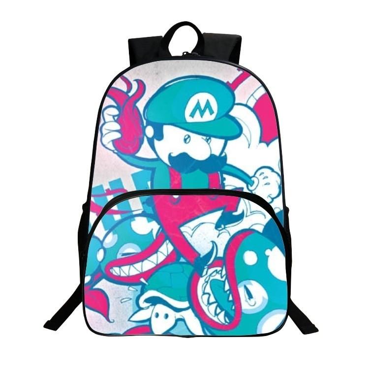Super Mario Large 16 Inch School Backpack With Spacious Compartments And Durable Material