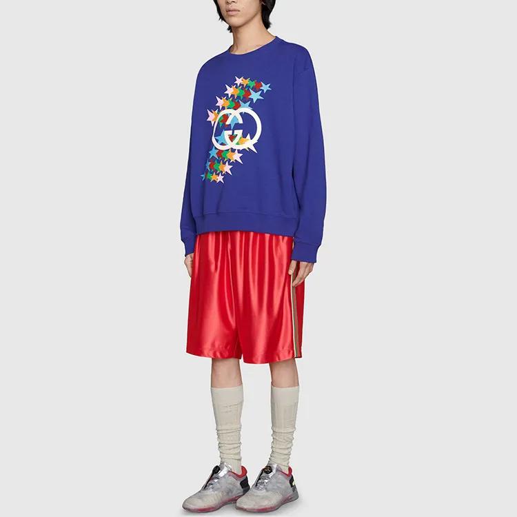 GUCCI Sweatshirts Men's Blue Crew Neck Moderate (Unisex) Sweatshirts 626990 XJDNK 4120