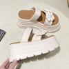 Fashion 8.5CM High Heels Slippers Women 2025 Summer New Thick-Soled Ladies High Platform Flower Beach Sandals Flip Flops Shoes