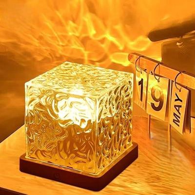 Desidiya Акриловый Романтический Ночник-Проектор с Эффектом Океанской Волны, 3D Кристальная Настольная Лампа с Эффектом Водной Волны с Пультом Дистанционного Управления (Батарея в комплект не входит)