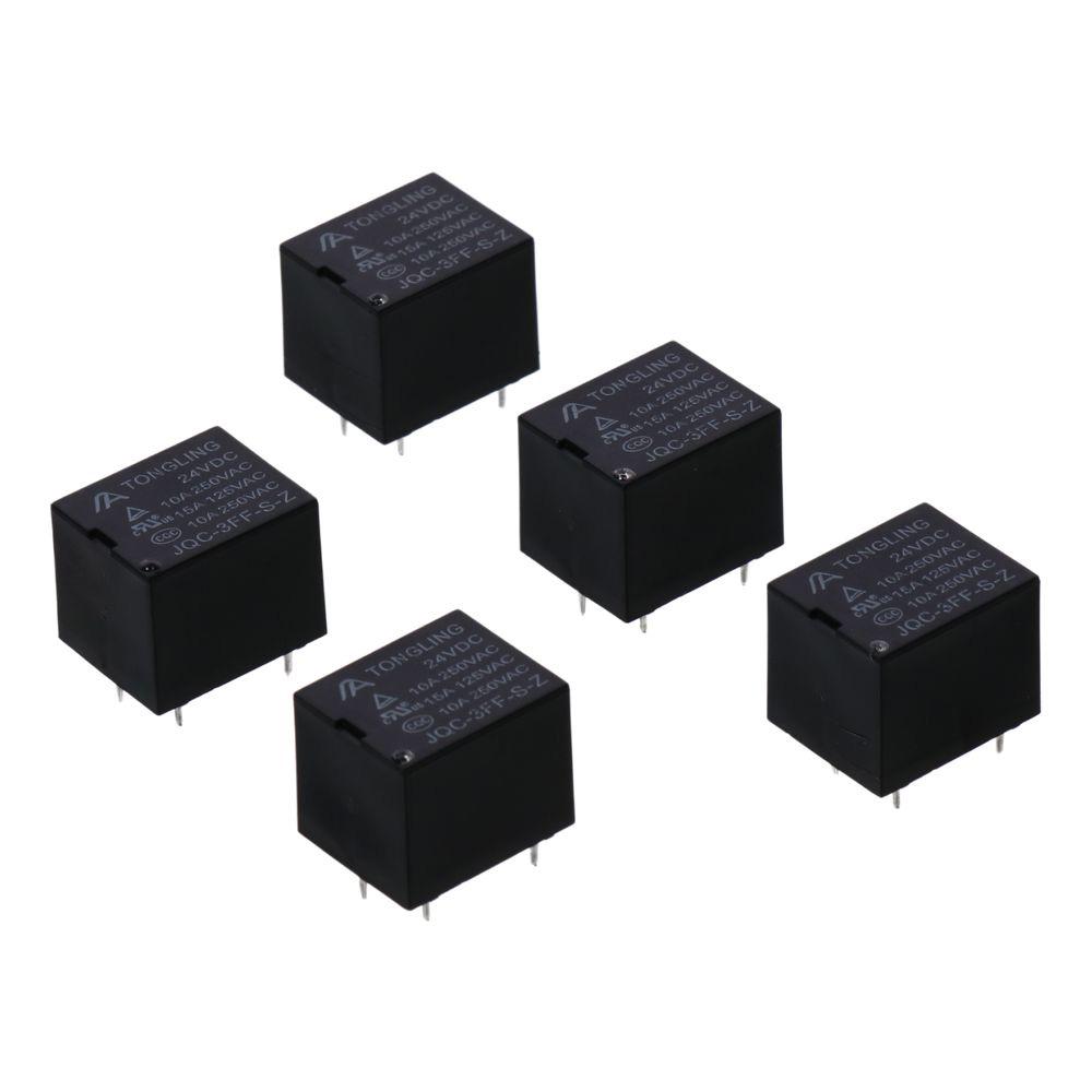 5pcs DC 24V Power Relay JQC-3FF-S-Z PCB Power Relays Durable Electromagnetic Power Relay For Home