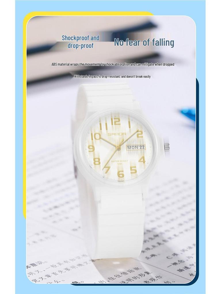 Sanda 6060 Dual Calendar Waterproof Quartz Watch for Casual Outdoor Wear - Men's & Women's Student Wristwatch