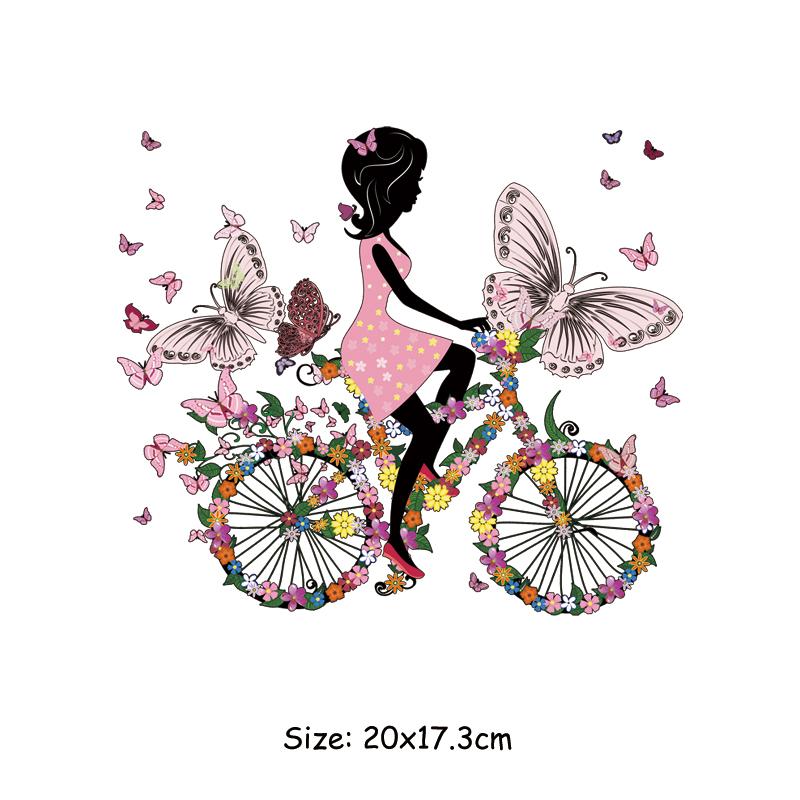 Цветочница утюг на переводах термопресс аппликация джинсы в полоску модный аксессуар «сделай сам» наклейка аксессуары «сделай сам» патч цветок велосипед