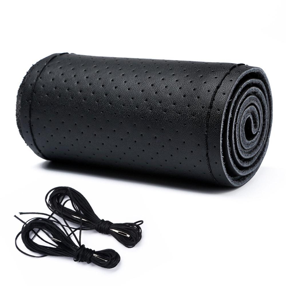 Универсальная оплетка на руль 38 см кожаная ручная оплетка на руль натуральная кожа коровы с иглами и нитками