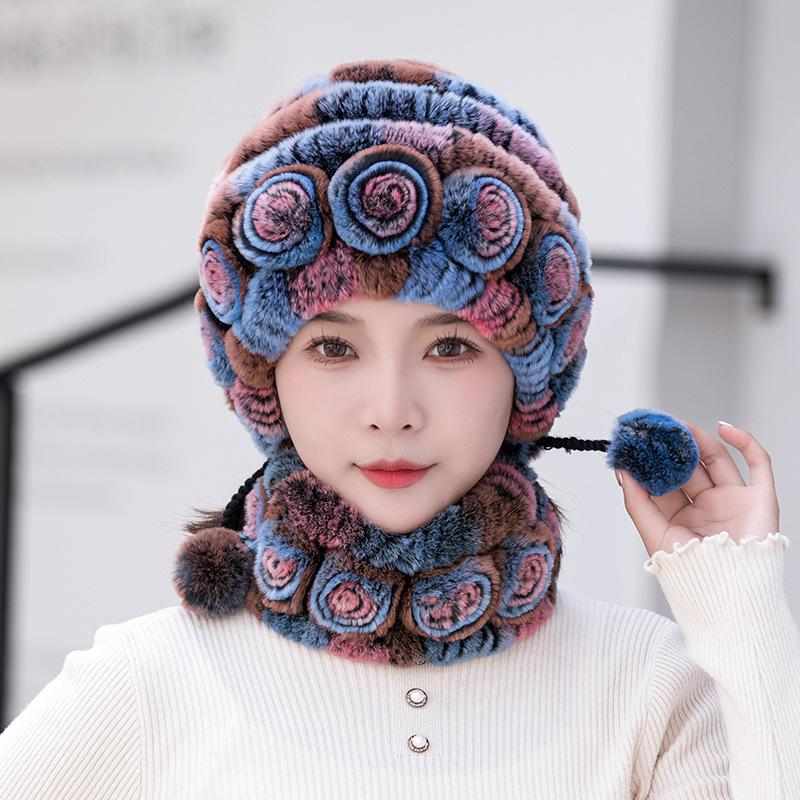 Winter Warm Faux Fur Beanie Trendy Coldproof Elastic Knit Hats Thick Warm Skull Cap Classic Beanies for Women Girls Autumn & Winter