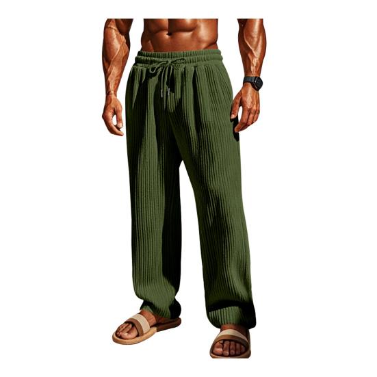 Мужские брюки с завязками на талии, широкие свободные брюки с боковыми карманами, плиссированный дизайн, однотонные повседневные спортивные брюки полной длины