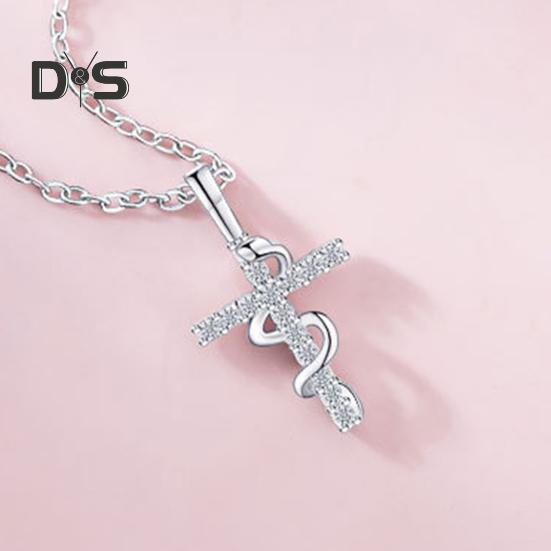 Женское ожерелье с подвеской в виде креста в виде змеи из кубического циркония, полая цепочка, регулируемая длина, гальваническое полированное ожерелье со знаком зодиака «Год Змеи»