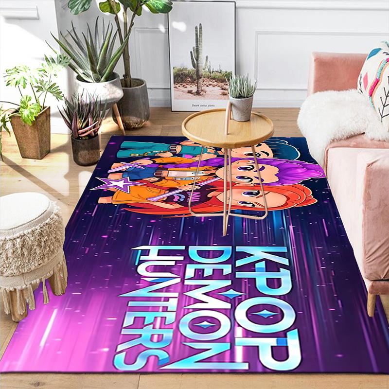 1Pc Kpop Demon Hunters Rug, Office Carpet Indoor Outdoor Doormat, Non-Slip, Comfortable, Living, Christmas Halloween, Xmas Gift S1165