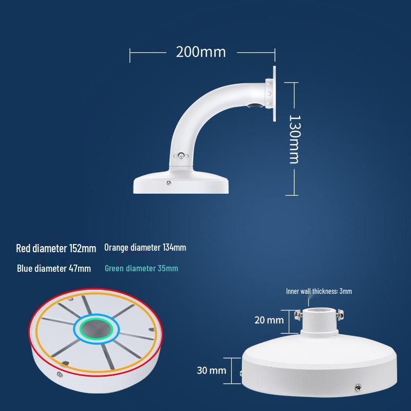 Aluminum Alloy Smart Camera Wall Mount with Cable Concealment, Indoor/Outdoor Extended Pole, and Dome Bracket