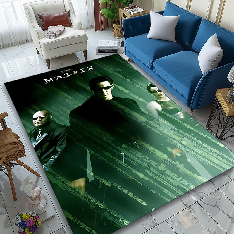 Green Matrix Poster Print Area Rug, Multi-functional Office Chair Sofa Carpet, Easy Clean Carpet for Home and Living Spaces