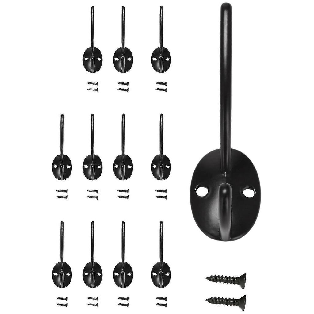 12 Pack Coat Hooks Mounted With Retro Double Hooks Utility Hooks For Coat, F