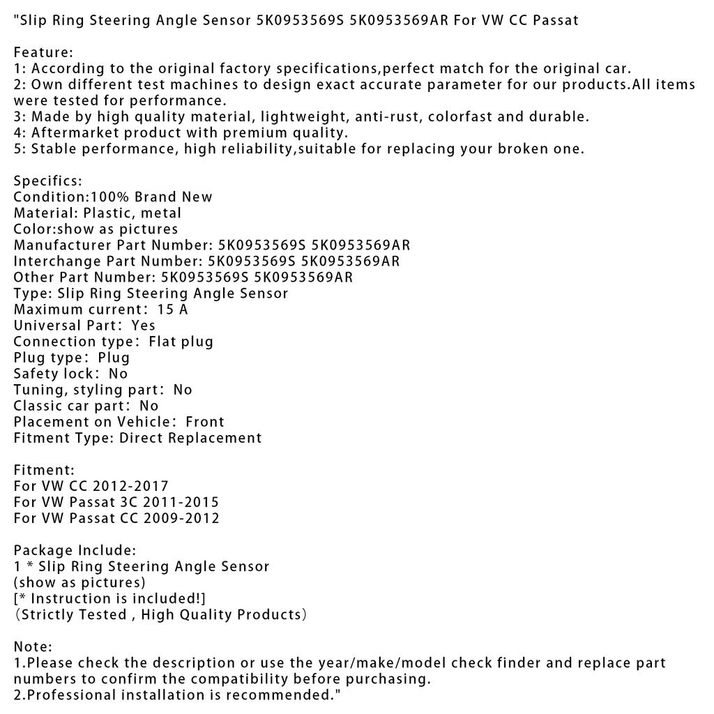 Контактное кольцо датчик угла поворота рулевого колеса 5K0953569S 5K0953569AR Для VW CC Passat