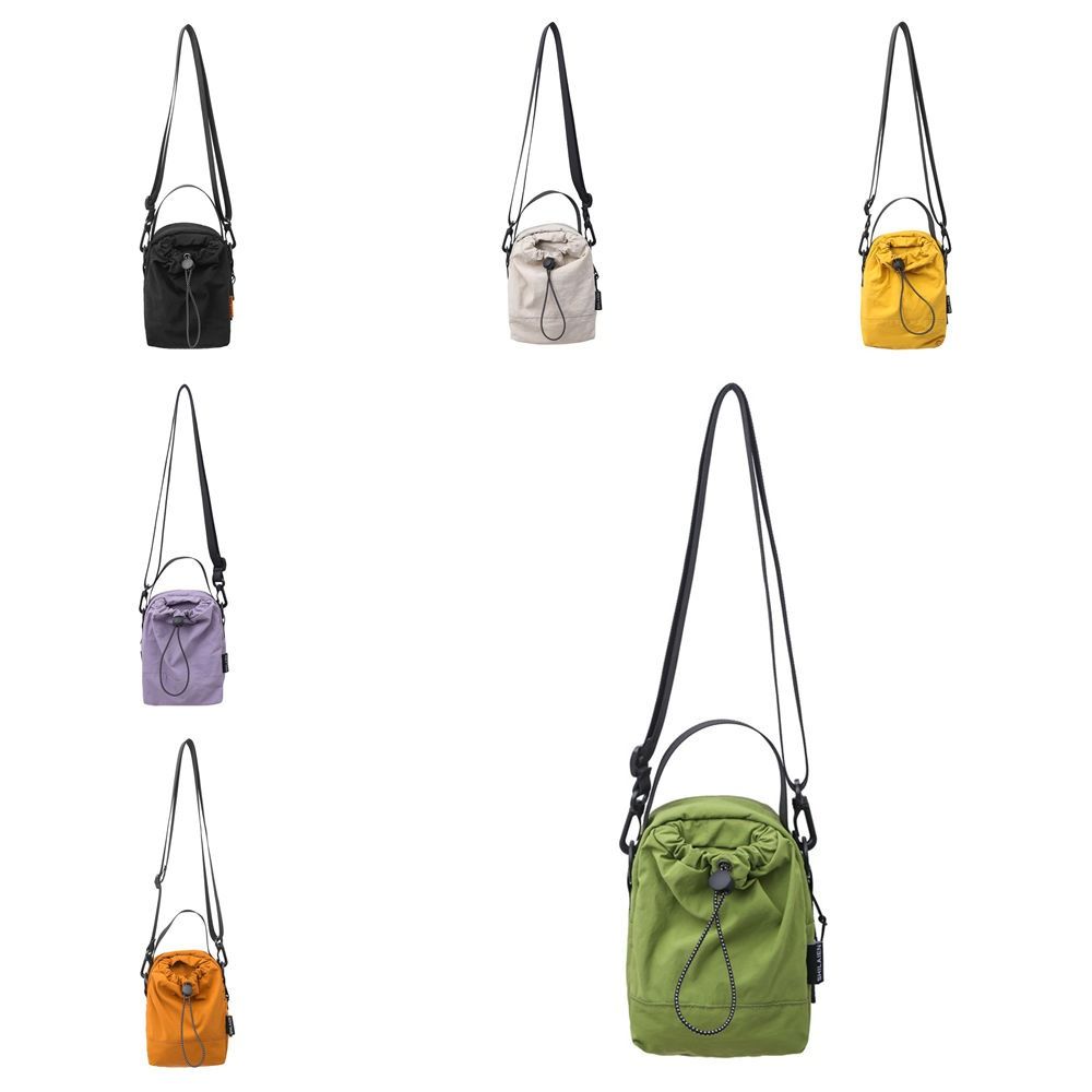 Sports Drawstring Crossbody Bag Solid Color Mobile Phone Pack Quick-dry Nylon Shoulder Bag Unisex