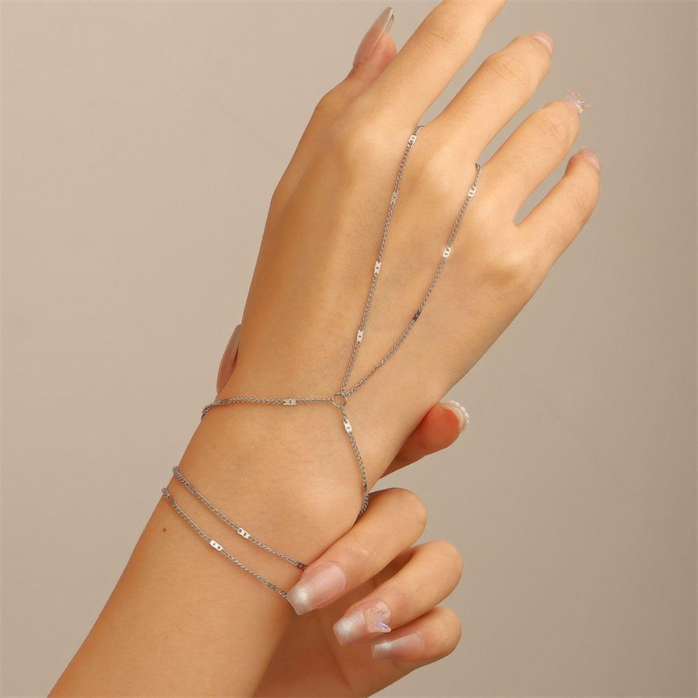 Fashion Rhinestone Zircon Butterfly Hand Chain Shiny Silver/Gold Finger Ring Bracelet Hand Adornment Hand Jewelry Gift