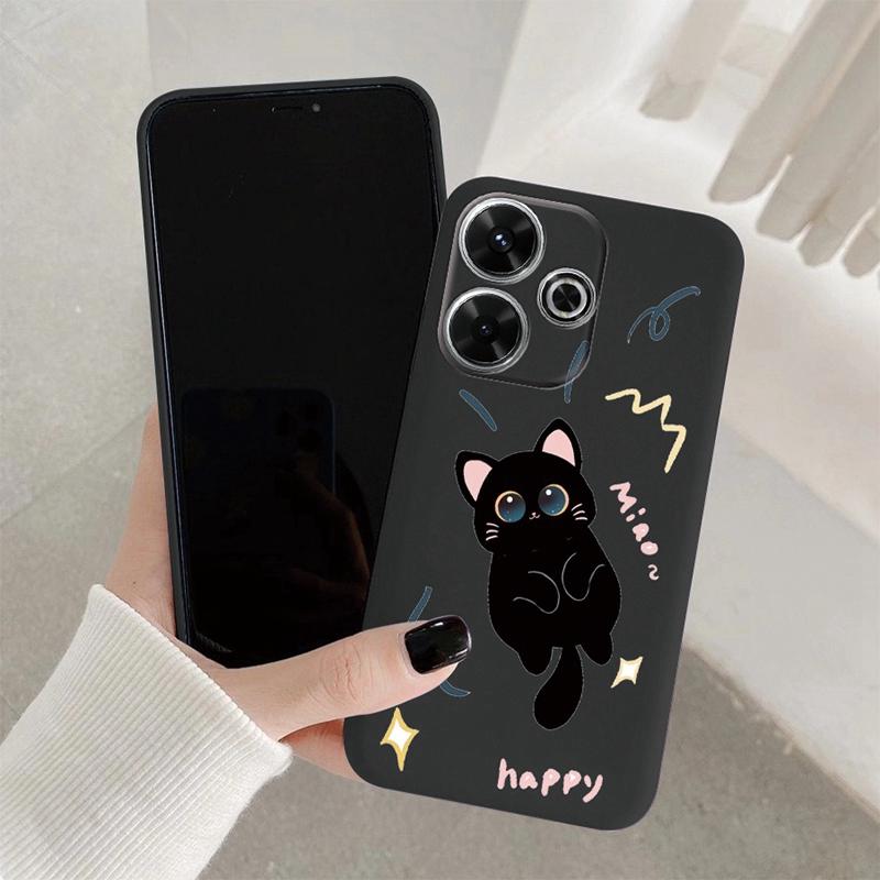 Мягкий силиконовый чехол с милым котом для Samsung A55 M35 S24 Xiaomi Redmi Note 13 Pro 13C 14 Poco C65 iPhone Huawei Honor 200 Realme 9 Camera Противоударный чехол