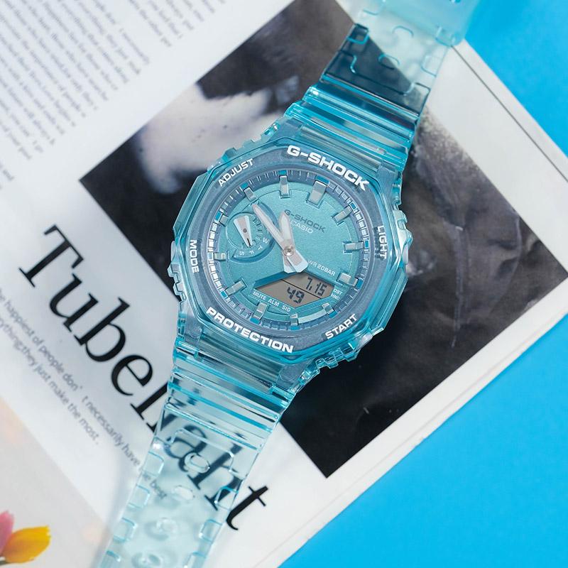Casio G-SHOCK Серия Ice Tough Восьмиугольные Полупрозрачные Водонепроницаемые Механизм Кварцевый Механизм Ремешок из Смолы Японские и Корейские Часы GMA-S2100SK-2APR