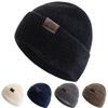 New CITY Leather Label Winter Hat Plush Fur Lining Keep Warm Cap Stylish Soft Beanie Hat For Men Women Outdoor Knitted Hat