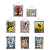 Stained Glass Window Stained Glass Window Hangings Panel Gorgeous Flowers with Chain Stainglass Window Decors Wall Art Flowers