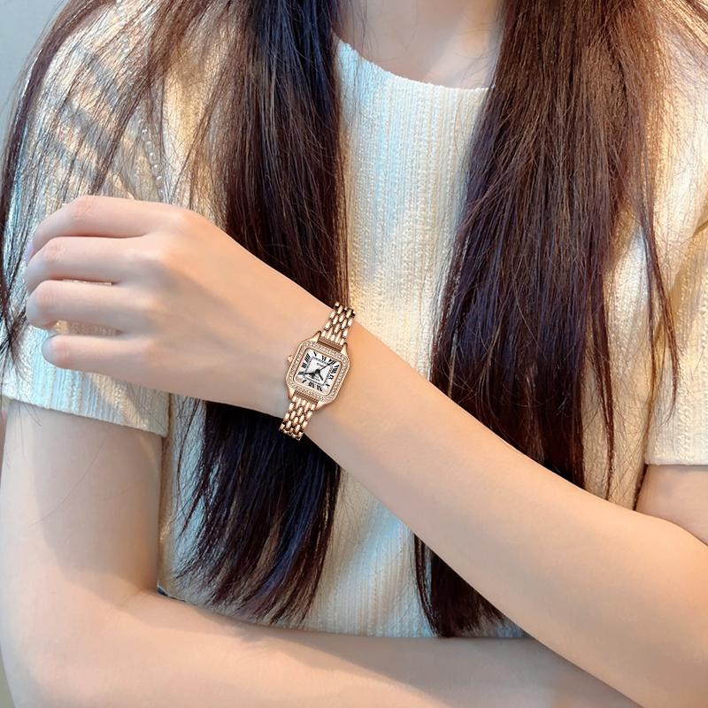 Disney Retro Roman Daily Versatile Starry Sky Commuter Original Design Niche High-End Square Quartz Watch Women watches Silver MK-11784W