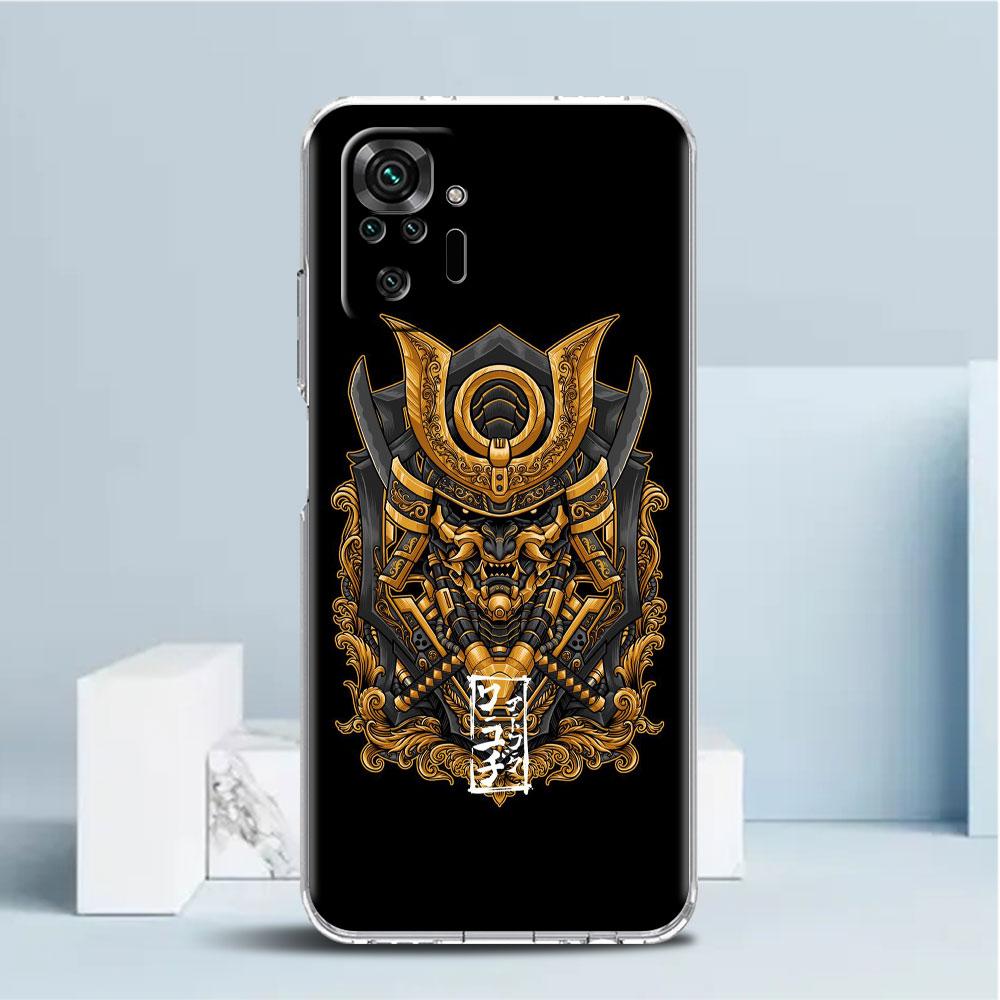 Чехол с маской самурая Они для Xiaomi Redmi Note 11 Pro 10 9 9S 8 8T 7 9A 9C 9T 10 10C K40, прозрачный мягкий чехол из ТПУ