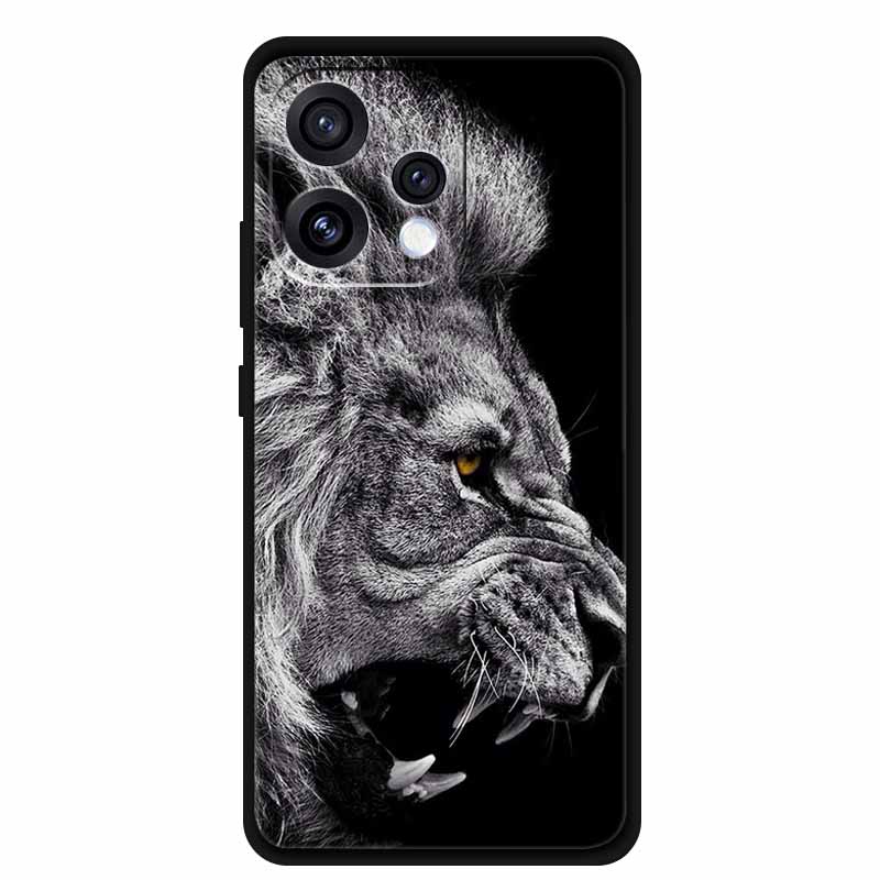 Чехол для Oppo Reno 15 15c Свежий Цветок Мягкий Силикон ТПУ Чехлы для Телефона для Reno15 Reno15C Ударопрочный Крутой Волк Животные Защитный