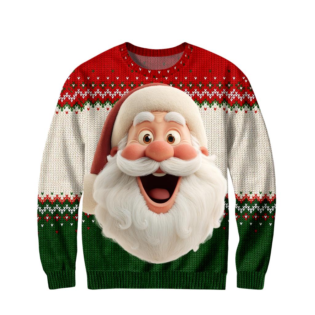 Мужской рождественский свитер с принтованным воротником