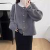 Women's Autumn and Winter Solid Colour Round Neck Loose Knitted Cardigan Sweater