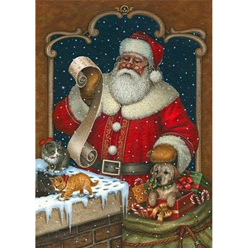5D DIY Алмазная Живопись Милый Санта Клаус Полная Круглая Выкладка Вышивка Мозаика Искусство Картина Стразы Рождественский Подарок Домашний Декор