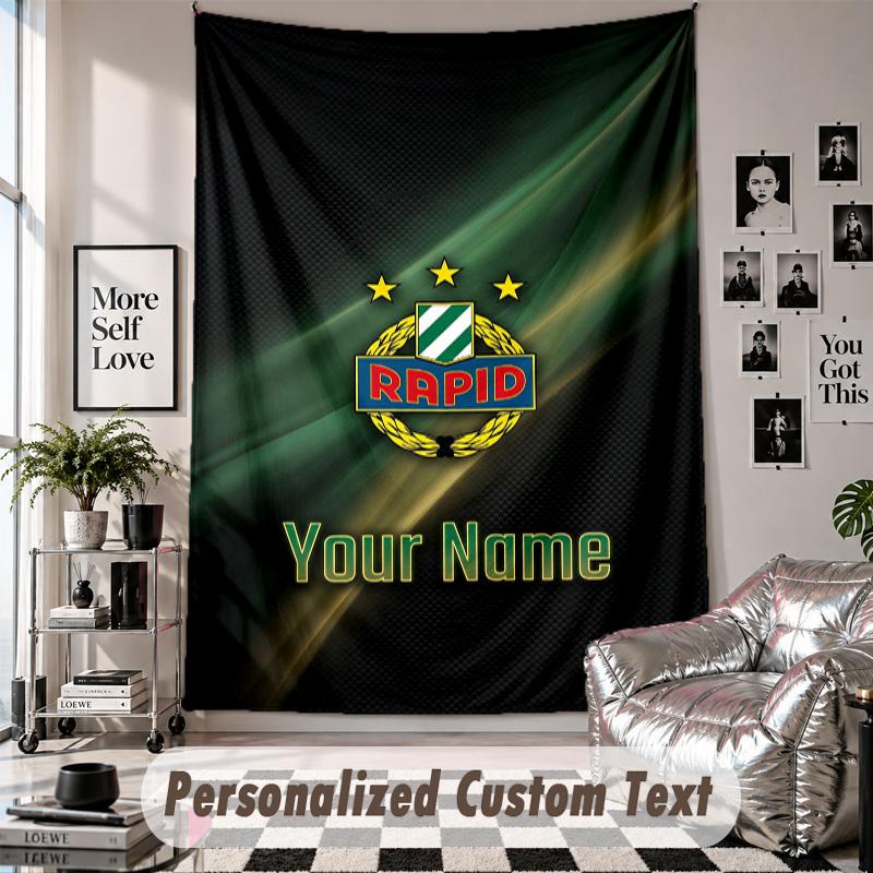 Custom Tapestry Wall Hanging, Rapid Wien FC Personalized Name Text Home Wall Decor