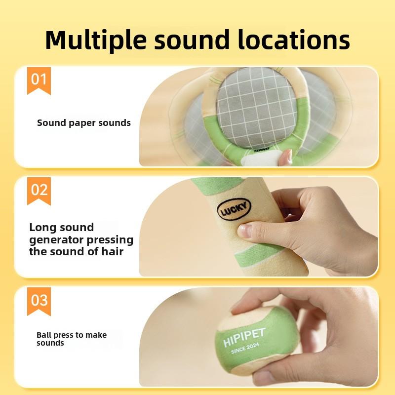 Новый набор игрушек для тенниса для собак, звуковая бумага, звуковая ракетка, плюшевые моляры, для сопровождения товаров для домашних животных оптом